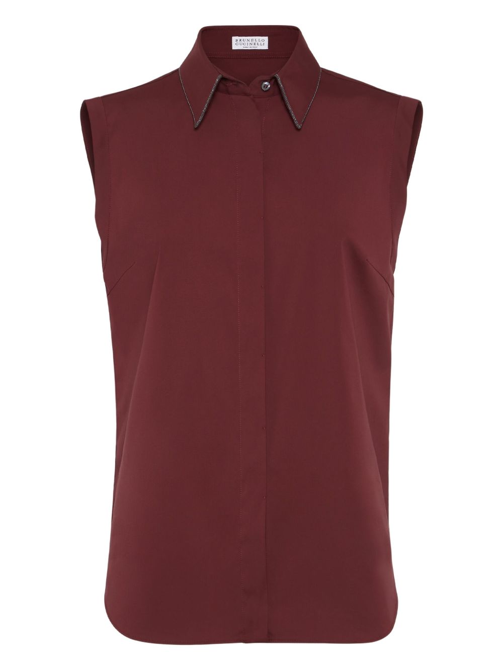 Sleeveless poplin shirt - Red