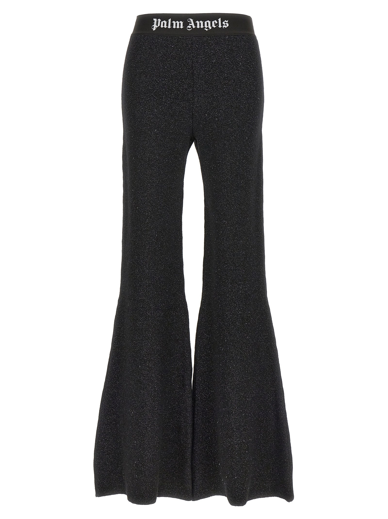Logo-Tape Lurex Knit Trousers — Black