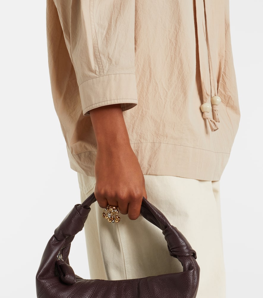Tie-neck cotton crêpe blouse