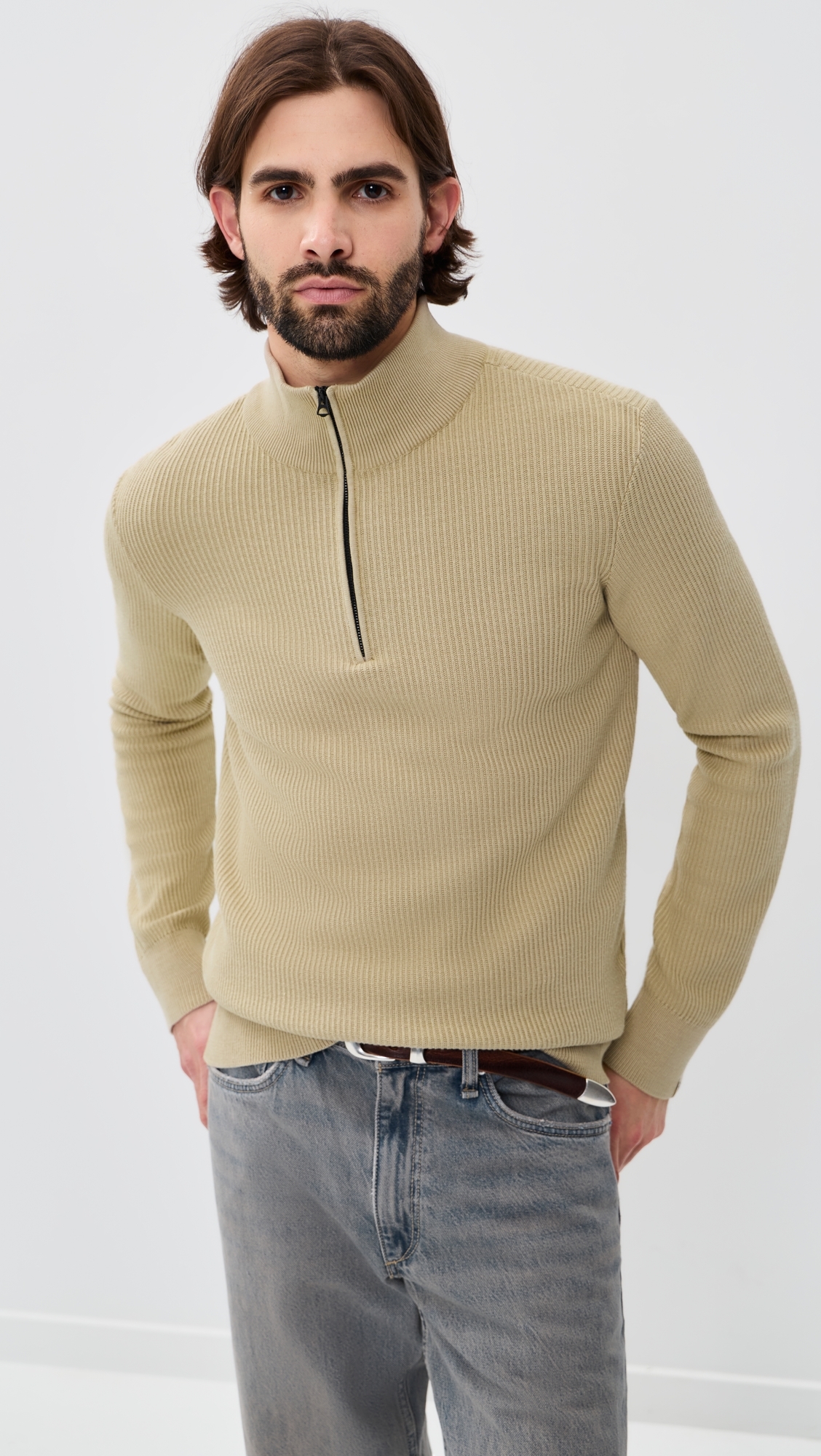 Caden Washed Quarter Zip Pullover Taupe