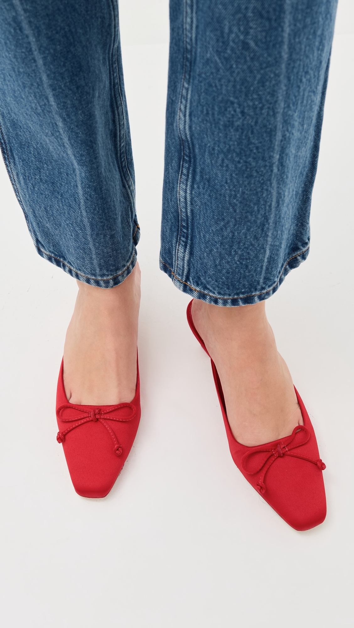 Larroude x Parke Mules Satin Cherry