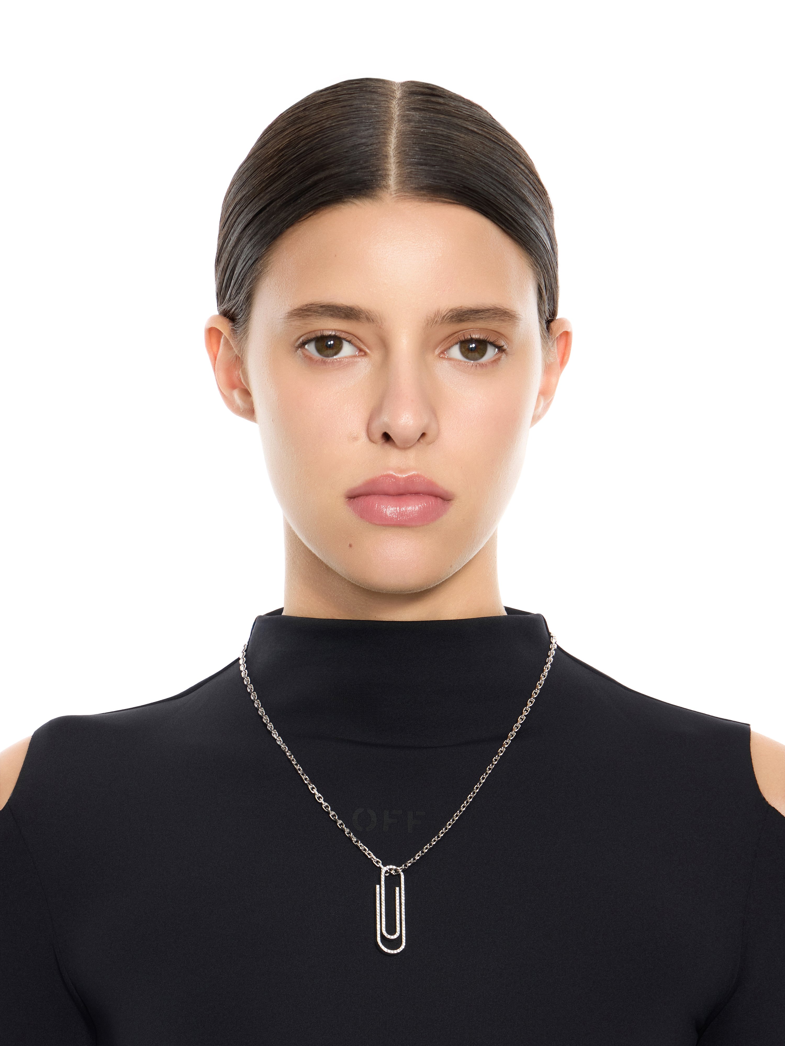 Paperclip Strass Necklace - Female  Silver