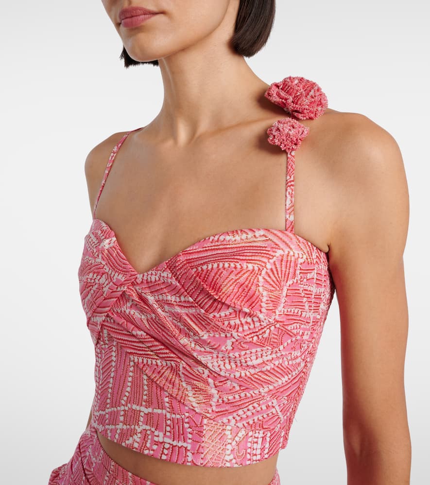 Palmire printed cotton-blend crop top