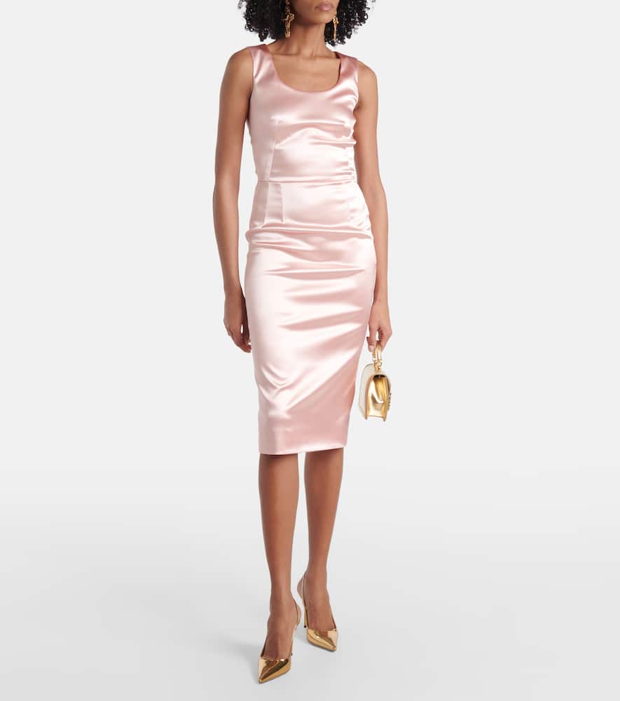 Ruched satin midi dress