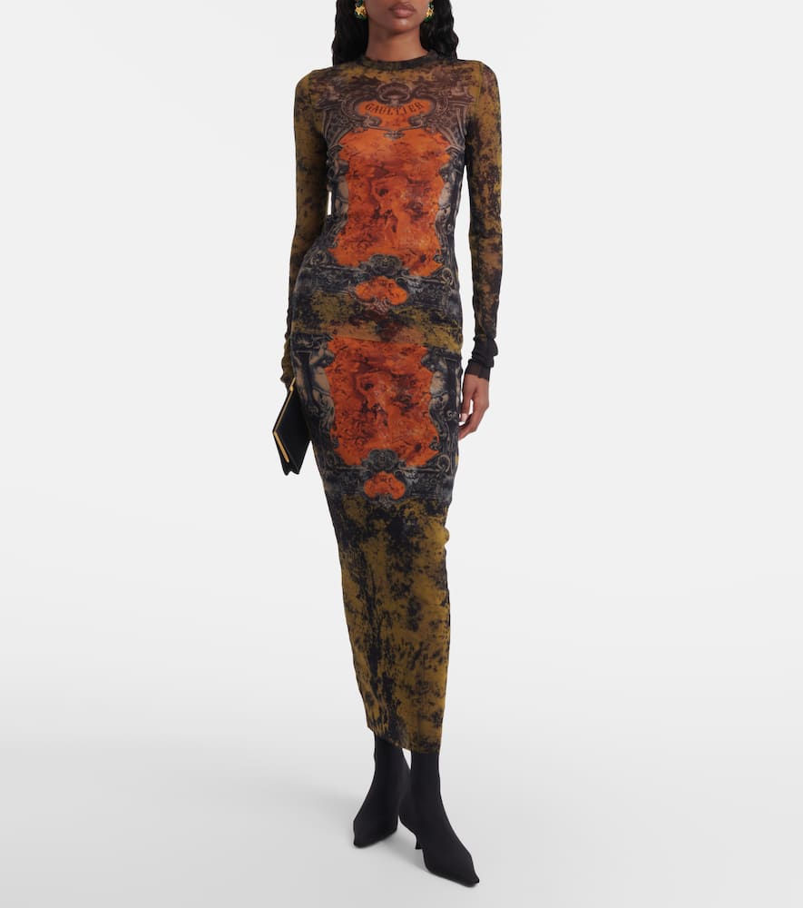Médaillon printed mesh slim pants