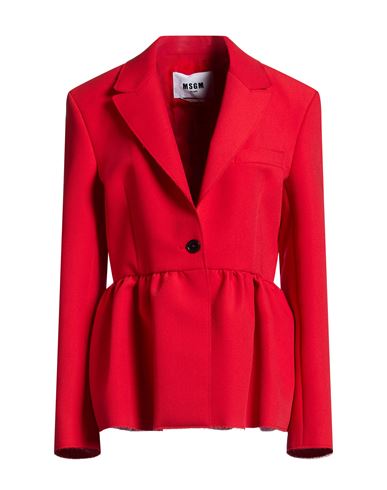 Woman Blazer Red Size 4 Polyester, Viscose, Elastane
