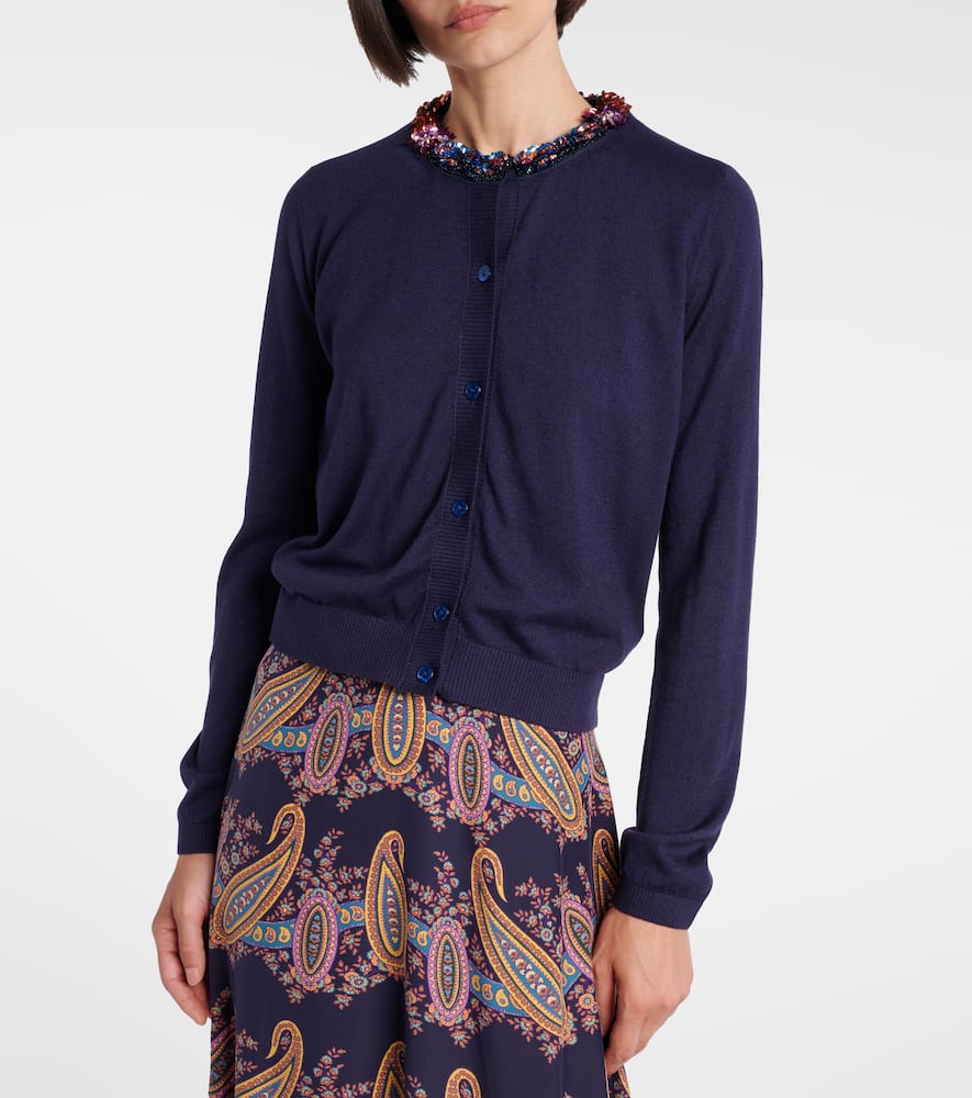 Embellished silk and cashmere cardigan