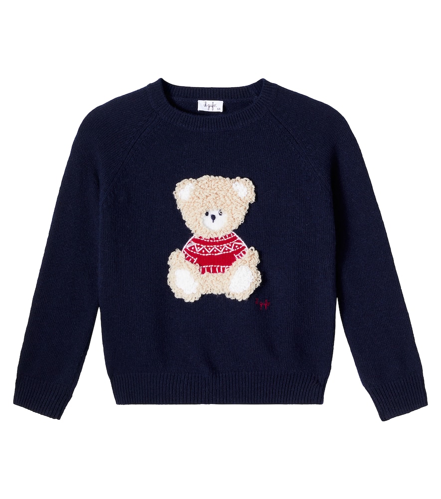 Patch-appliqué virgin wool sweater