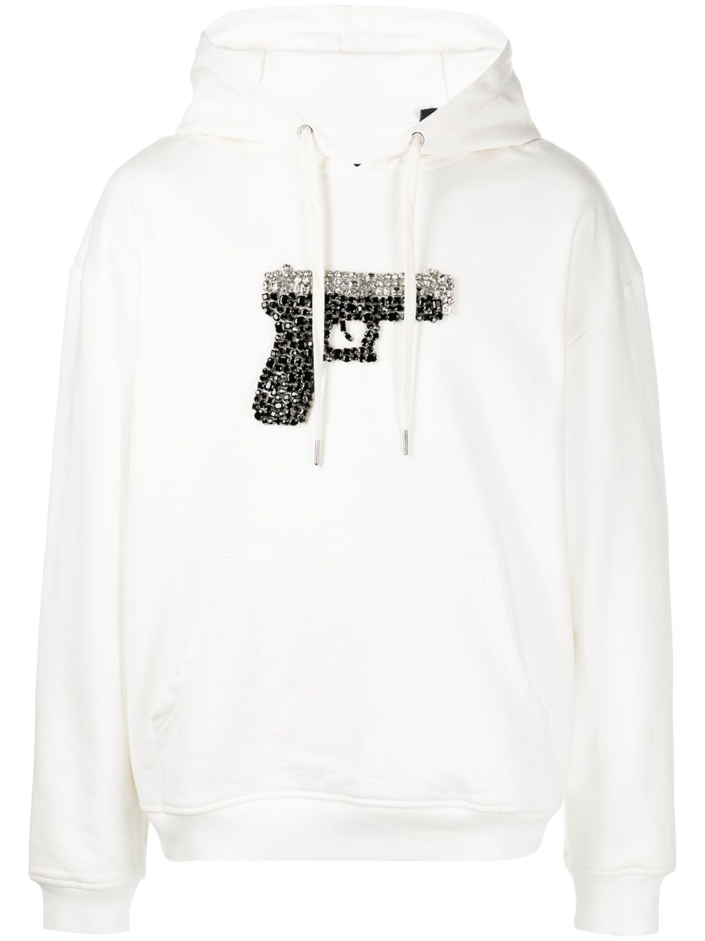 Triggered crystal-embellished hoodie - White
