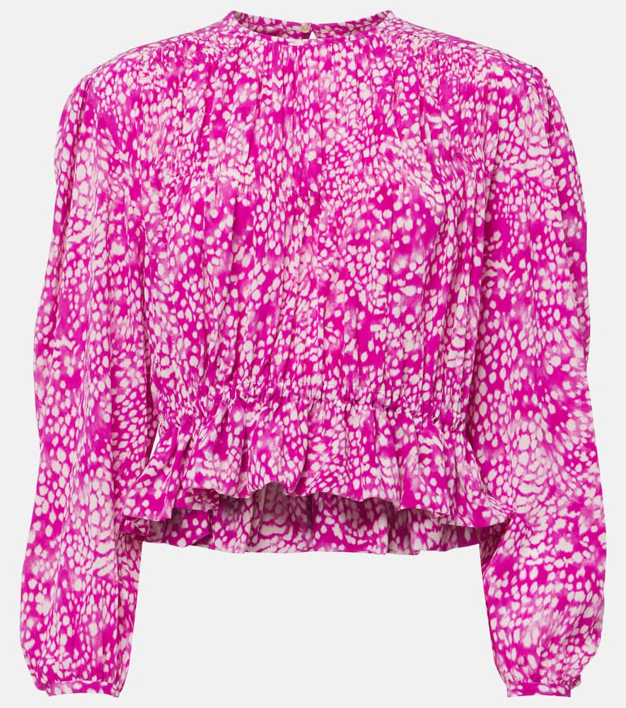 Gelina printed silk-blend top
