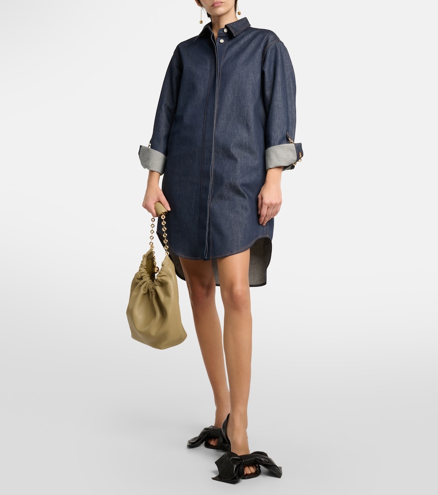 Chain-embellished denim shirt dress