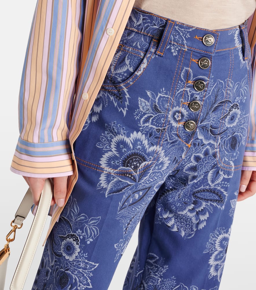 Floral high-rise wide-leg jeans
