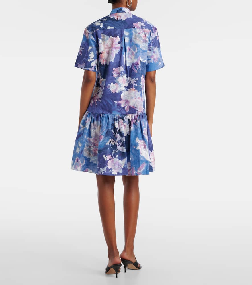Floral peplum cotton poplin minidress