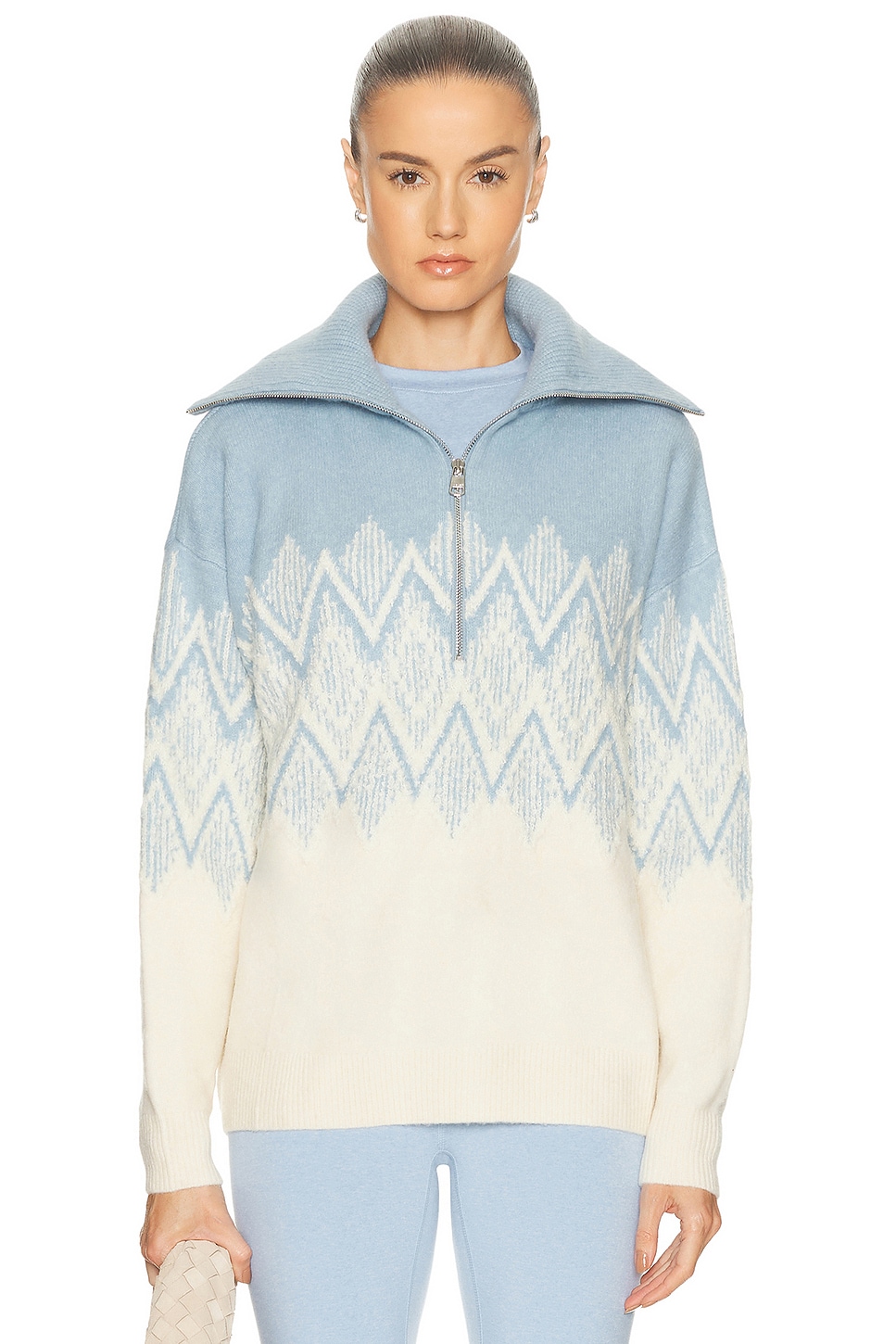 Varley Hedda Fairisle Half Zip Jacket in Baby Blue