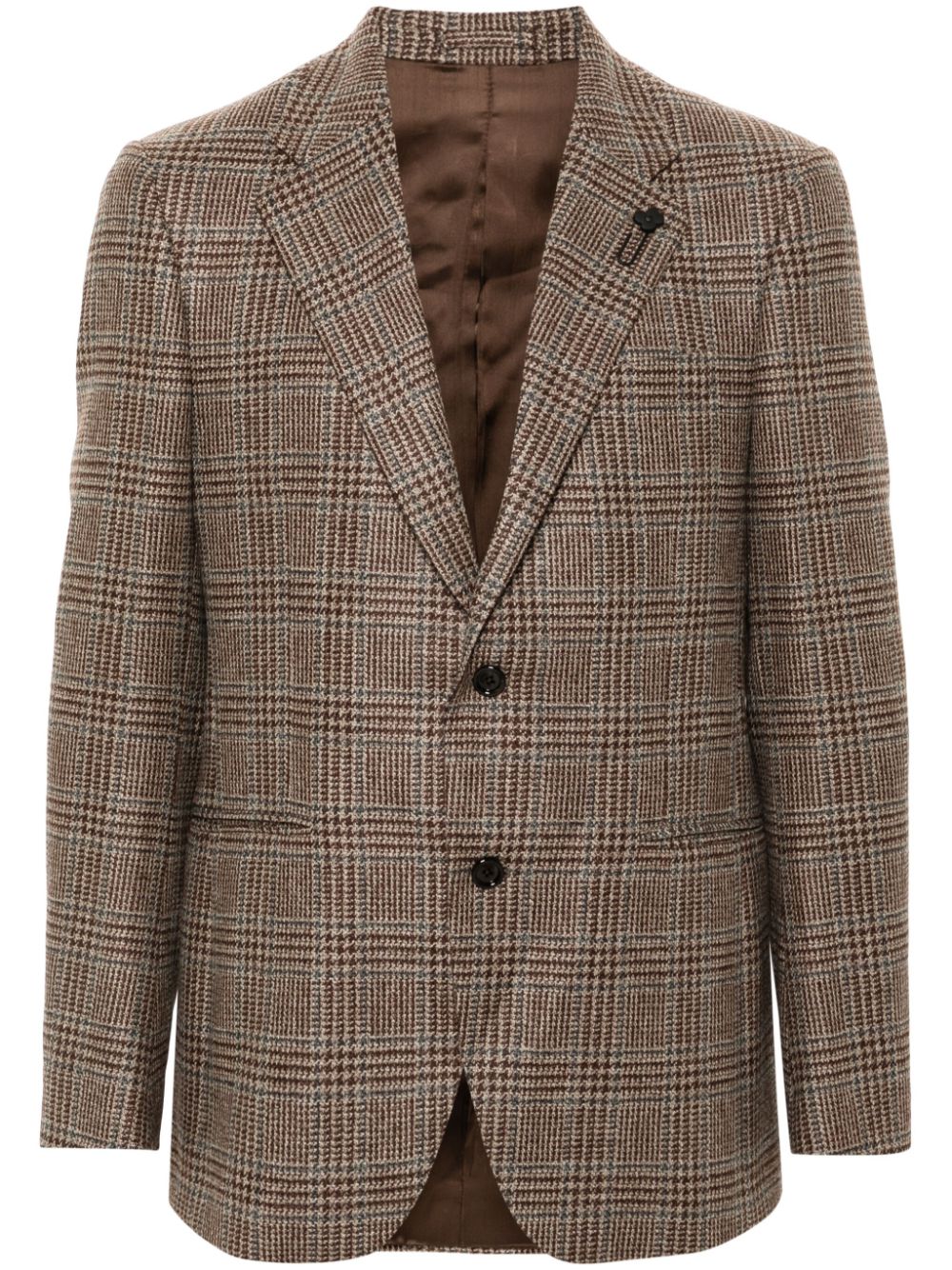 Houndstooth-pattern single-breasted blazer - Neutrals