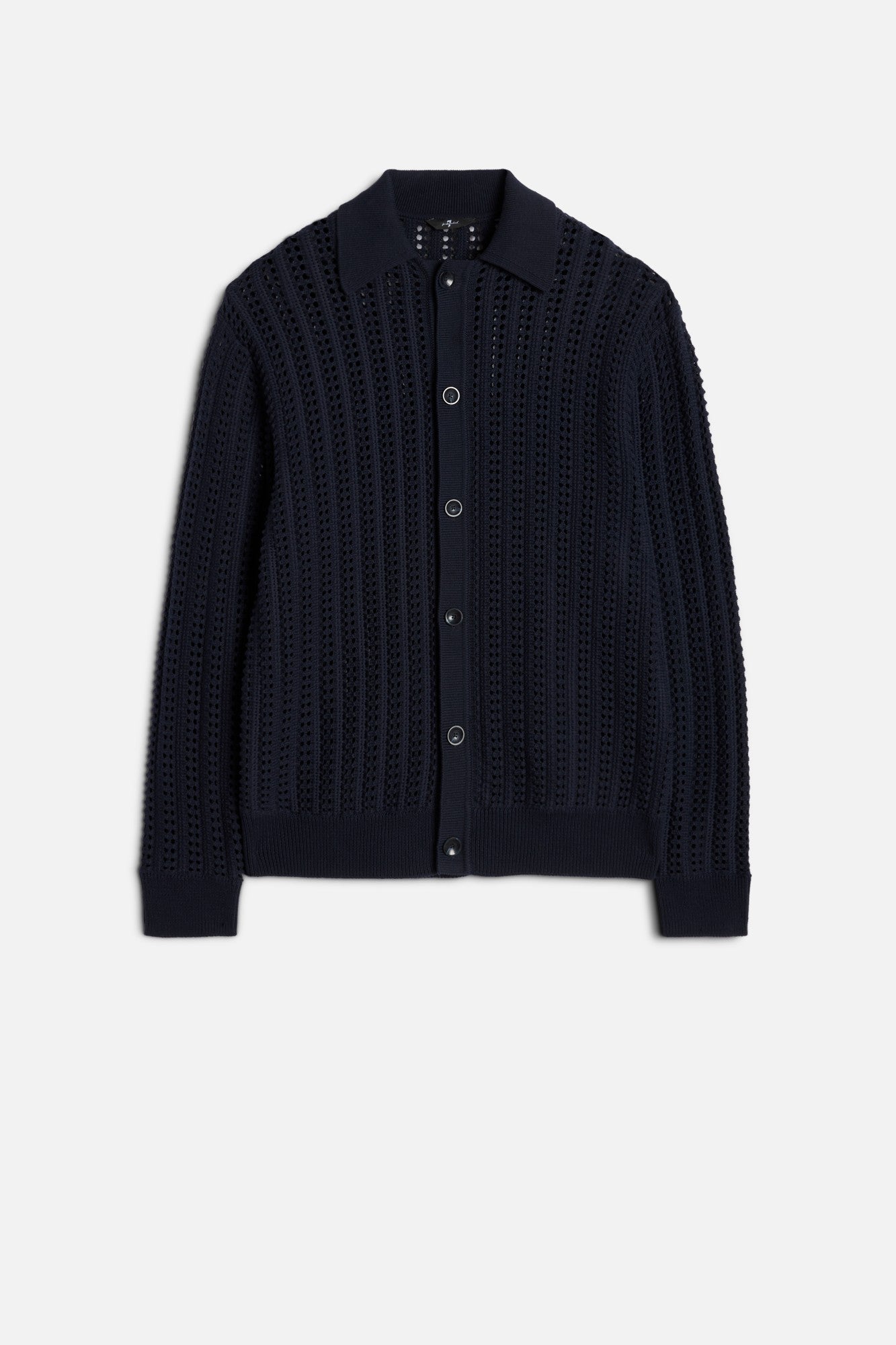 Crochet Knit Polo in Navy