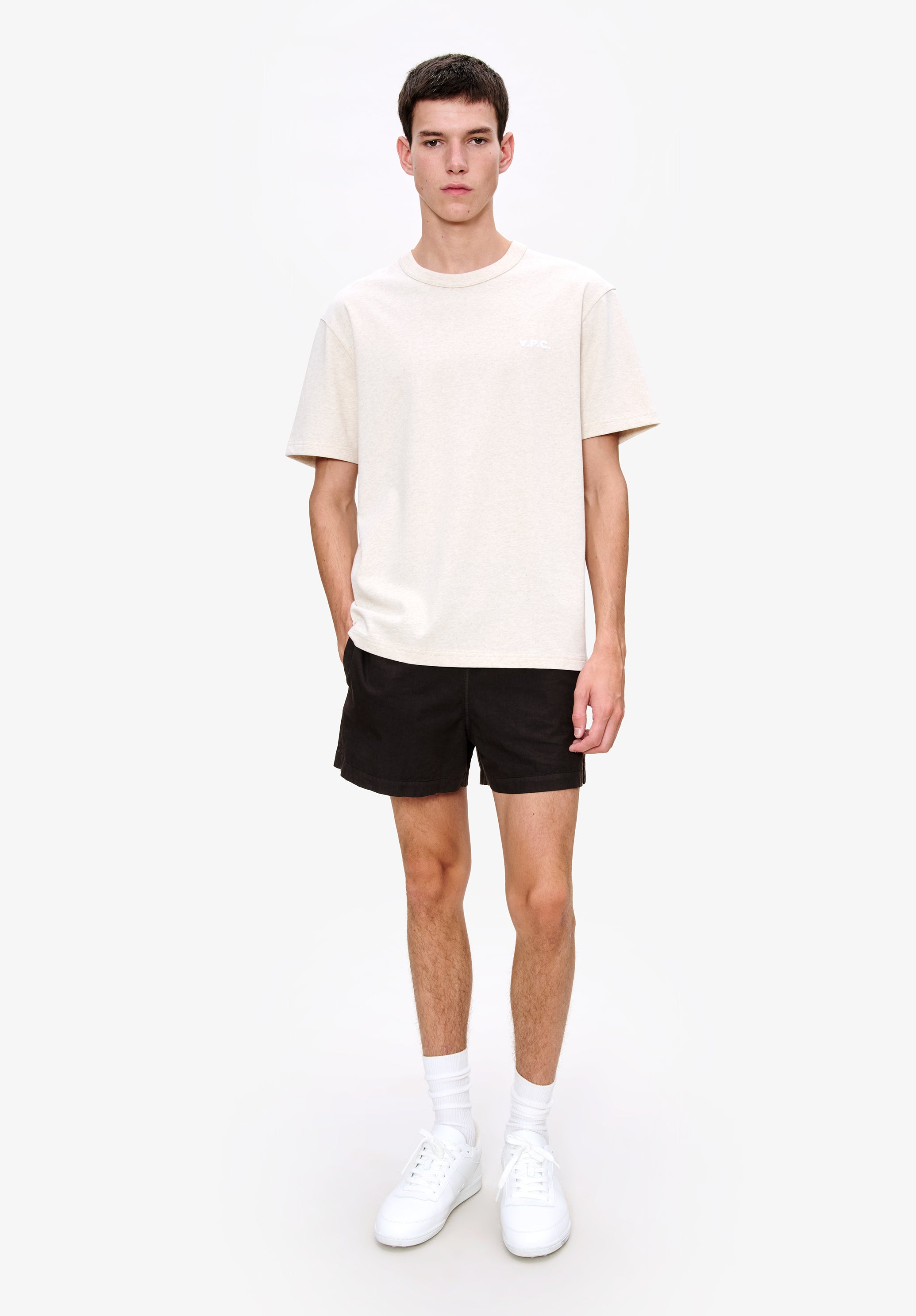 A. P.C. Men's Boxy Petit VPC T-shirt Size: Extra Small in Ecru