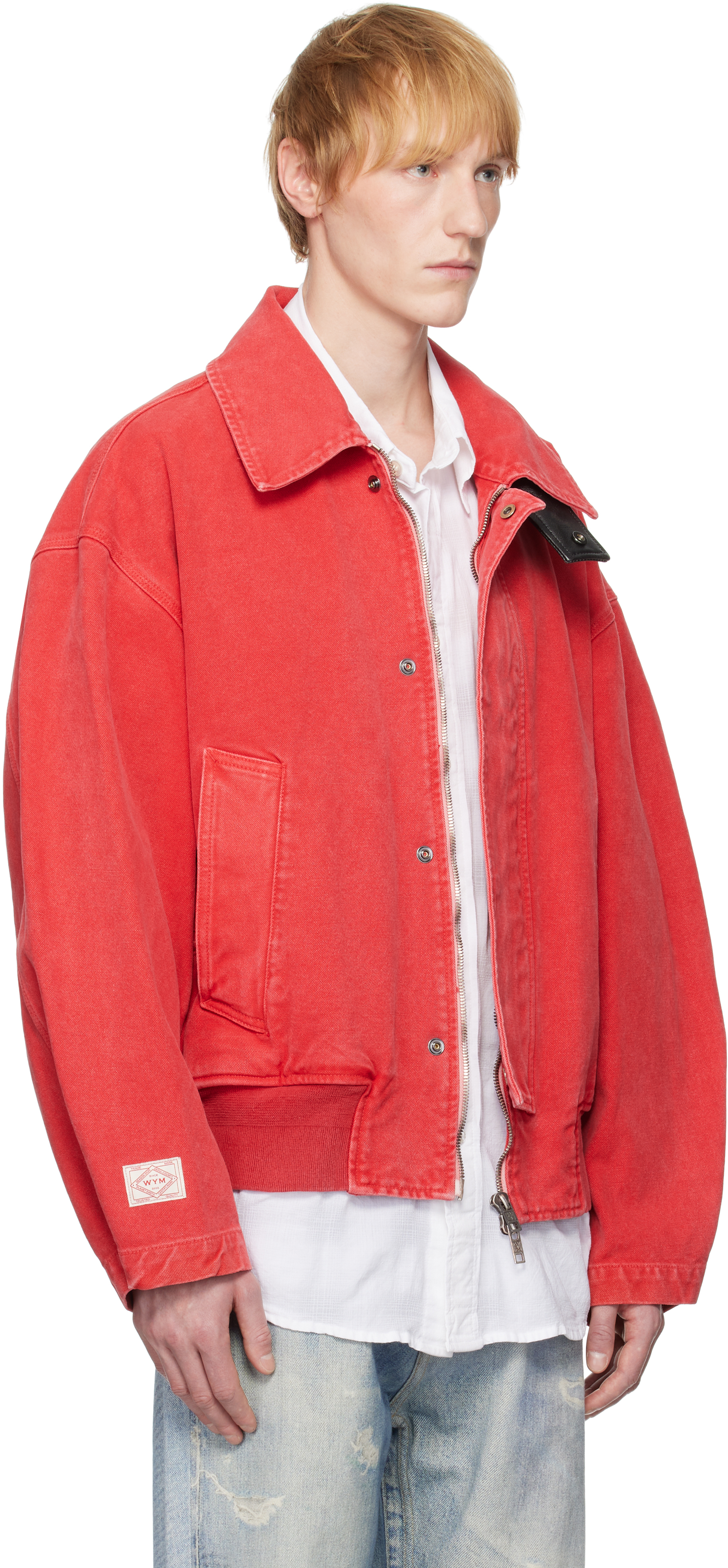 WOOYOUNGMI Red Leather Tab Dyed Jacket