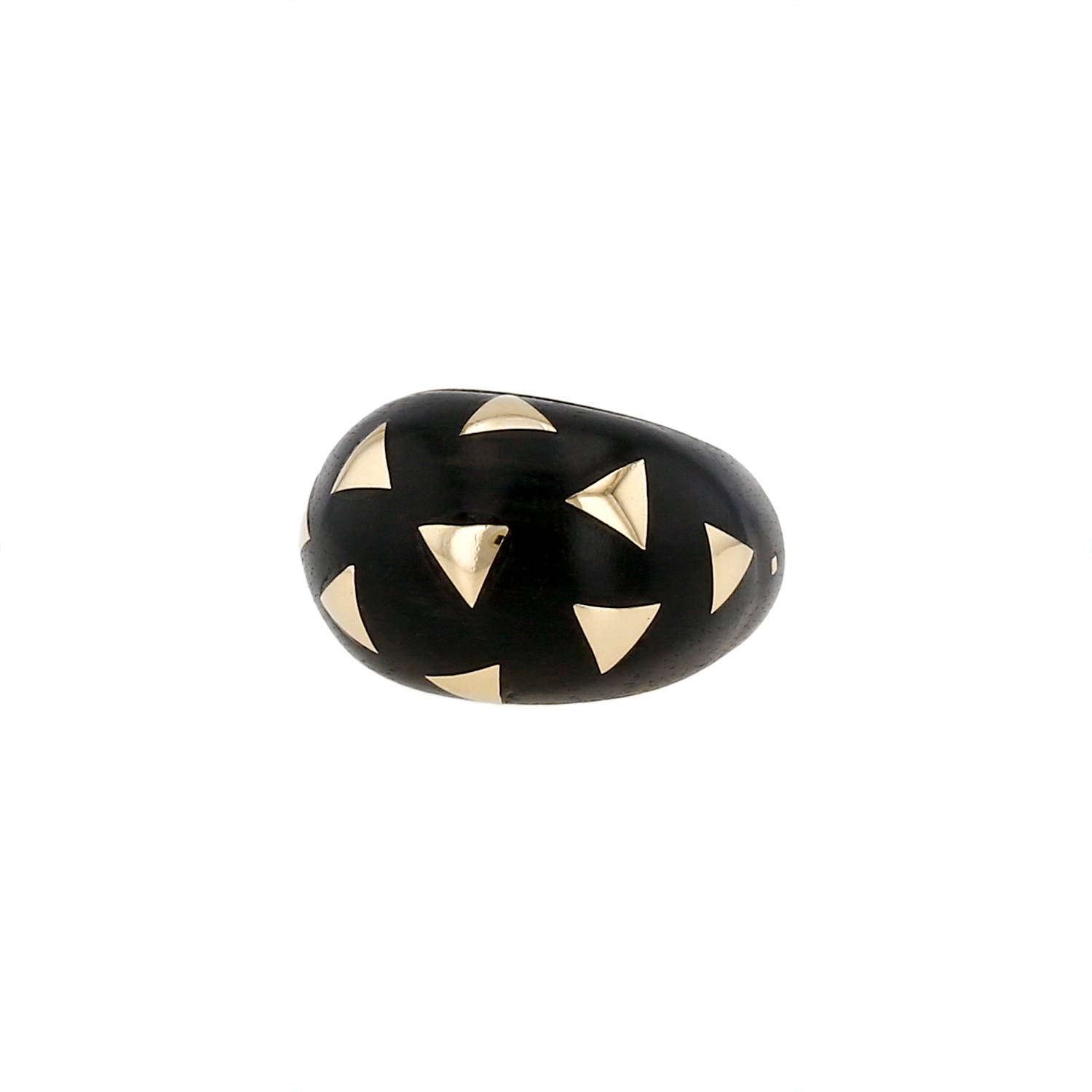 Van Cleef & Arpels 1970s yellow gold wood ring - Brown