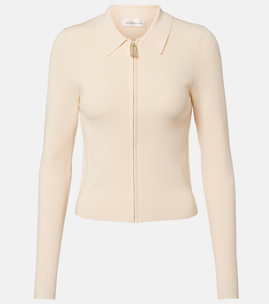 Mila ribbed-knit zip-up top