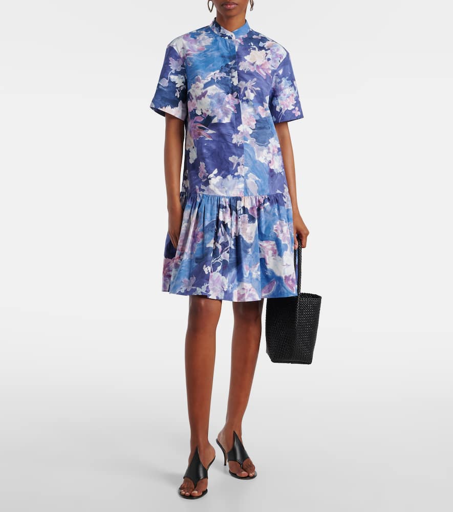Floral peplum cotton poplin minidress