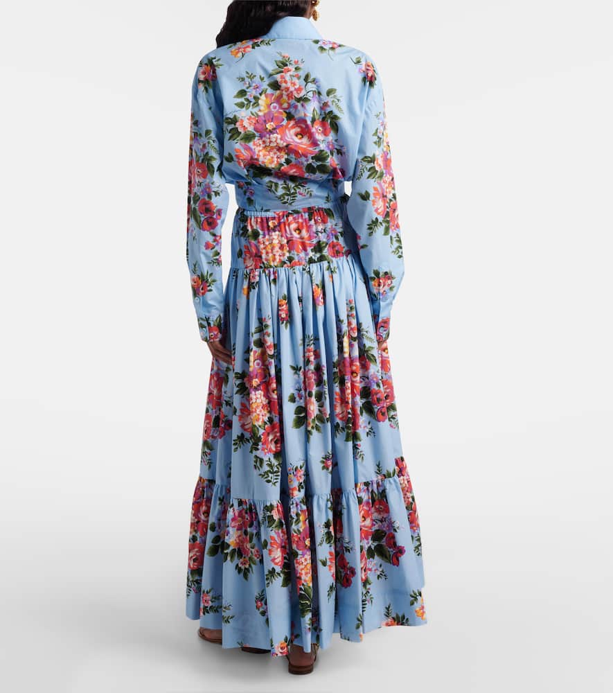 Floral cotton poplin maxi skirt