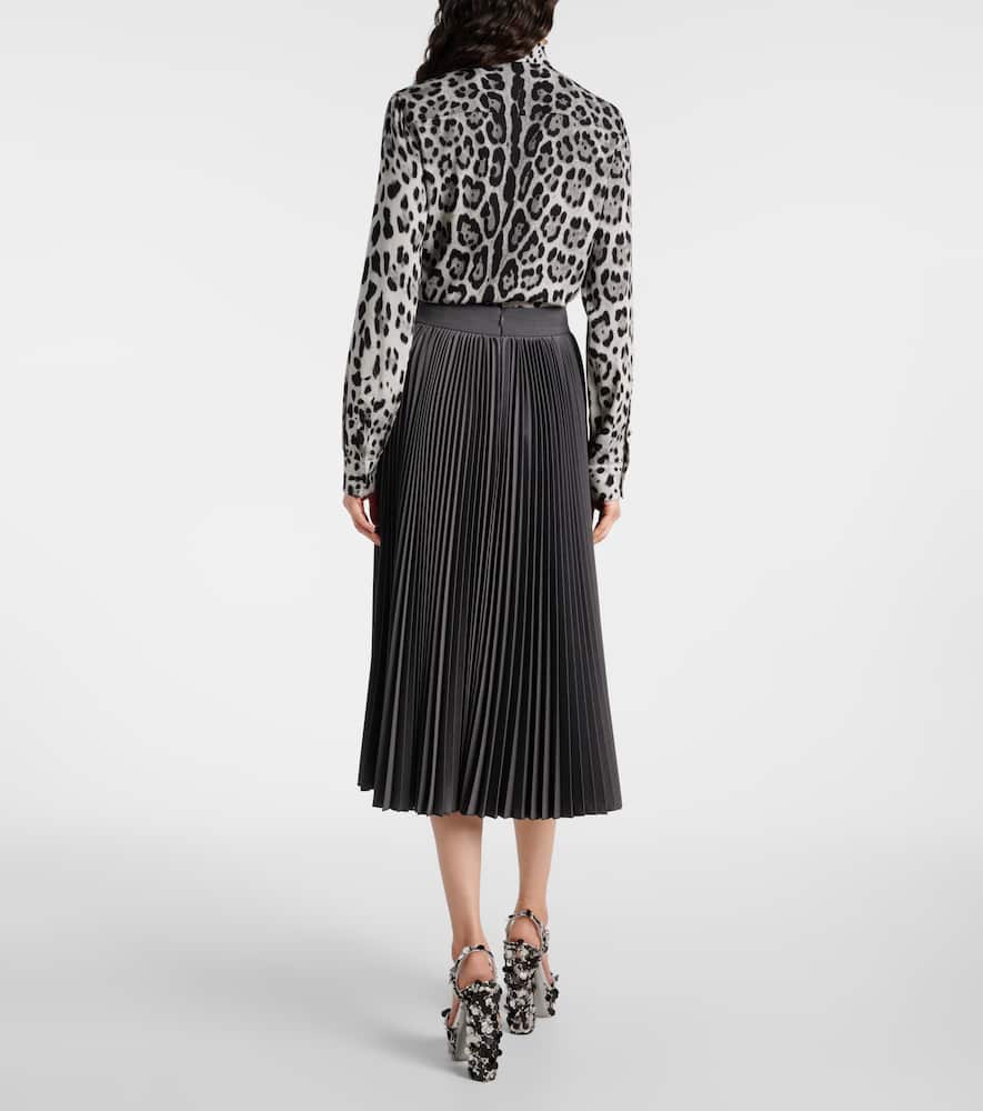 Plissé midi skirt