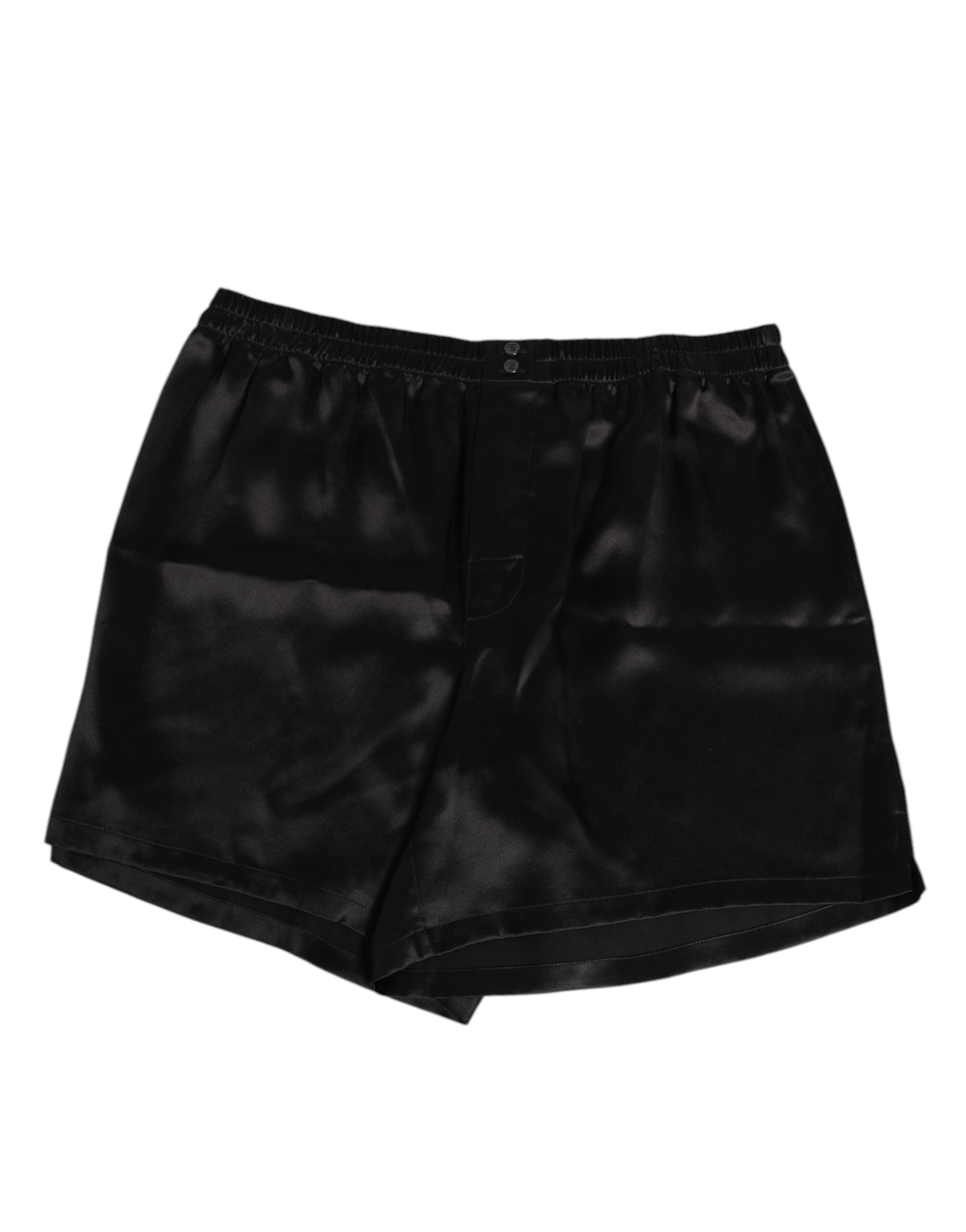 Silk Satin Swim Shorts — Black
