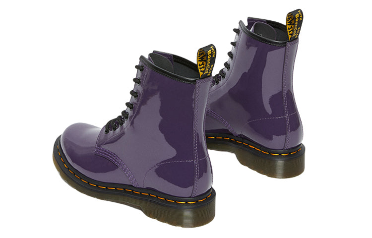 (WMNS) Lens Patent Leather 8 Martin boots Black Purple