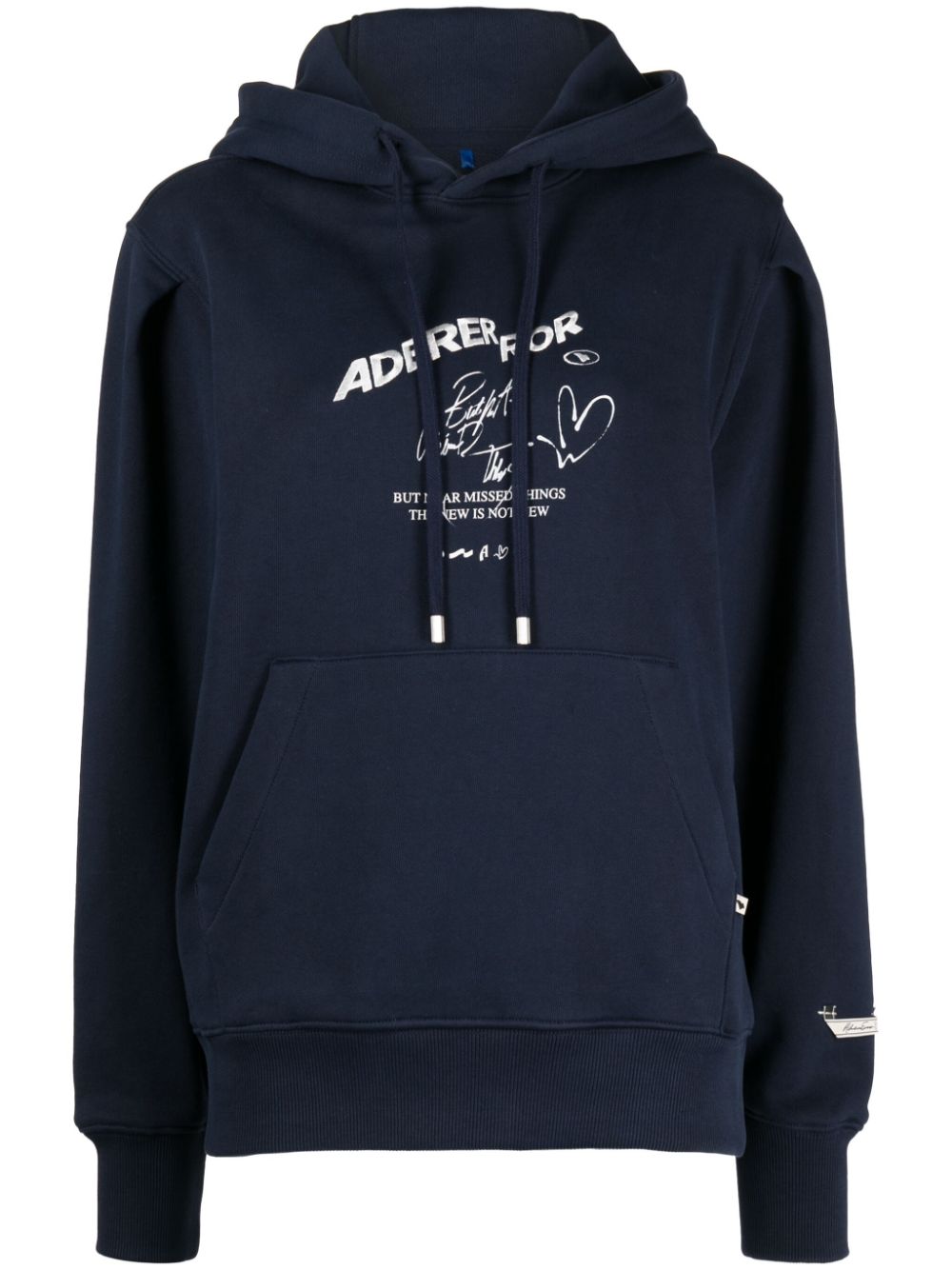 Logo-embroidered cotton hoodie - Blue