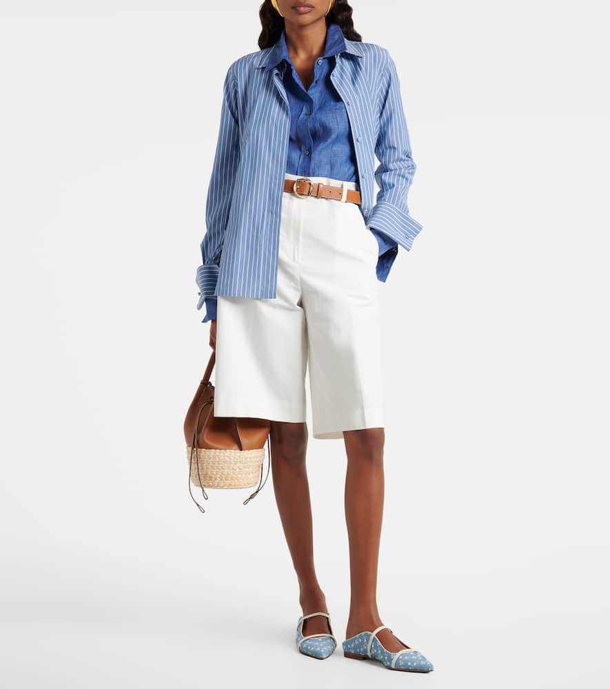 Maureen leather-trimmed denim mules
