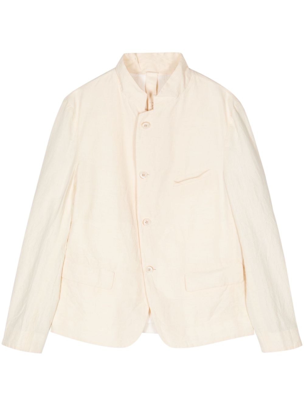 Crinkled-finish button-up shirt jacket - Neutrals