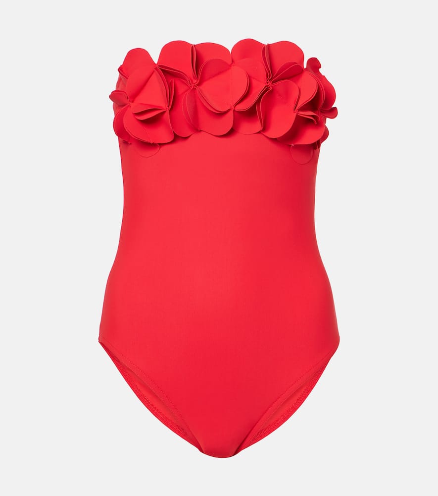 Tess floral-appliqué bandeau swimsuit