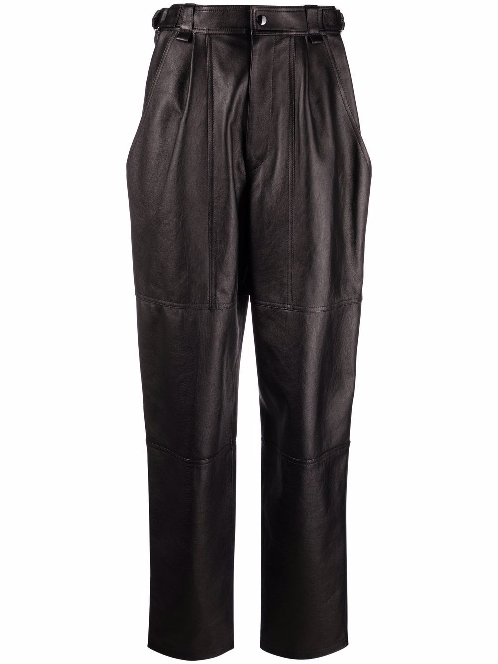 Straight leg leather trousers - Black