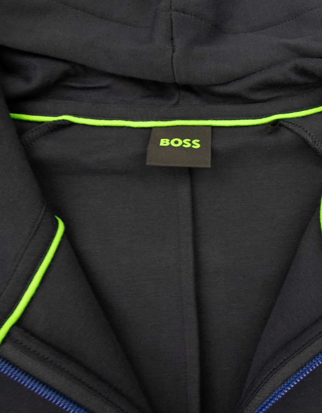Men's Hugo Boss Saggy 1 Embroidered Logo Zip Up Hoodie Navy 402 - Black - : 40/Regular