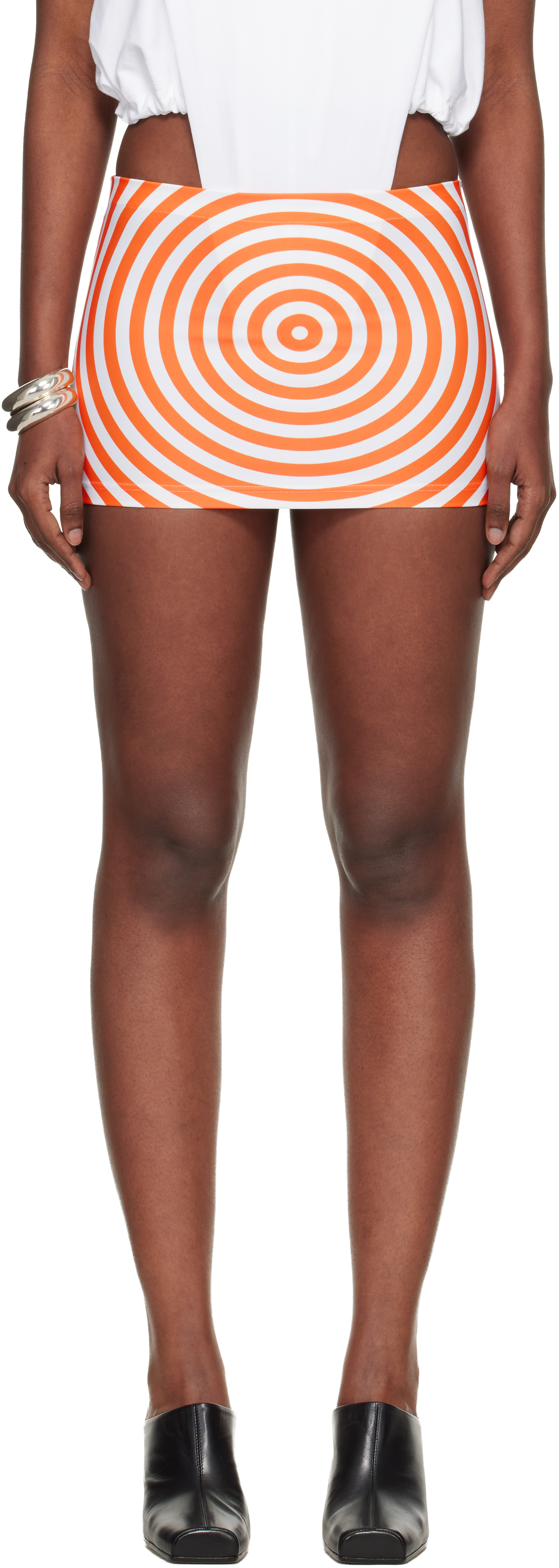 White & Orange 'The Target' Miniskirt