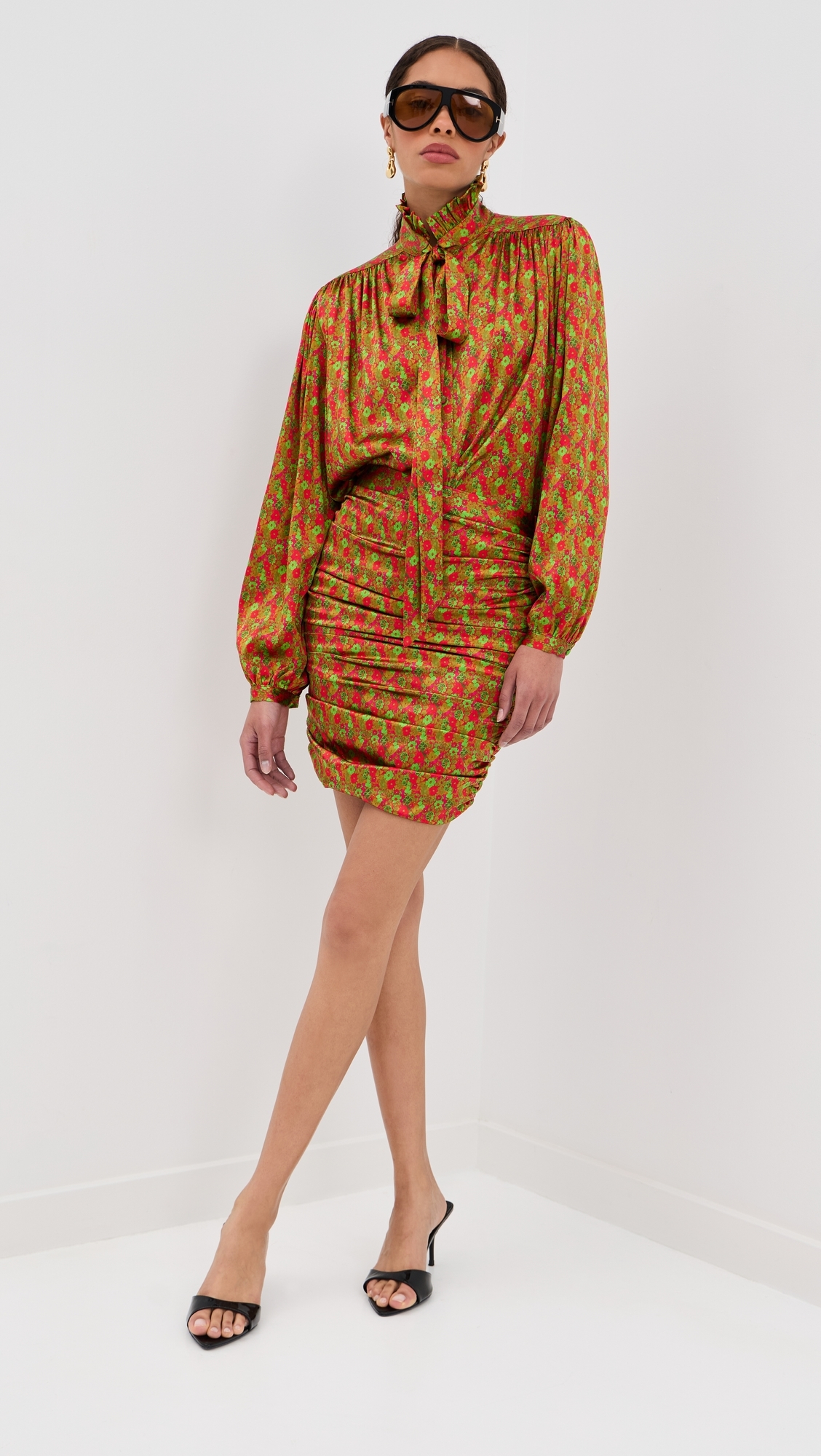 Maria Silk Blouse Floral Red