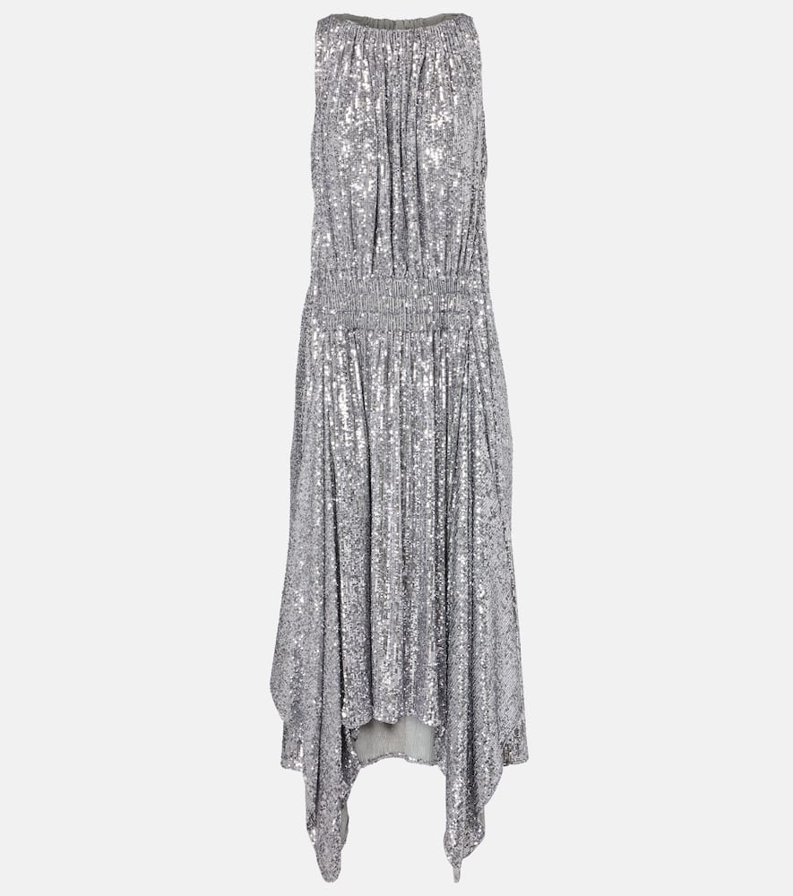 Sequined gathered cocktail dress