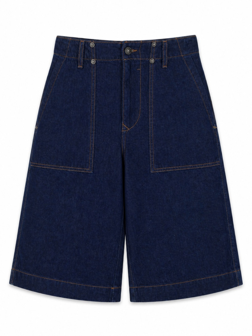 Dark Blue Solid Shorts
