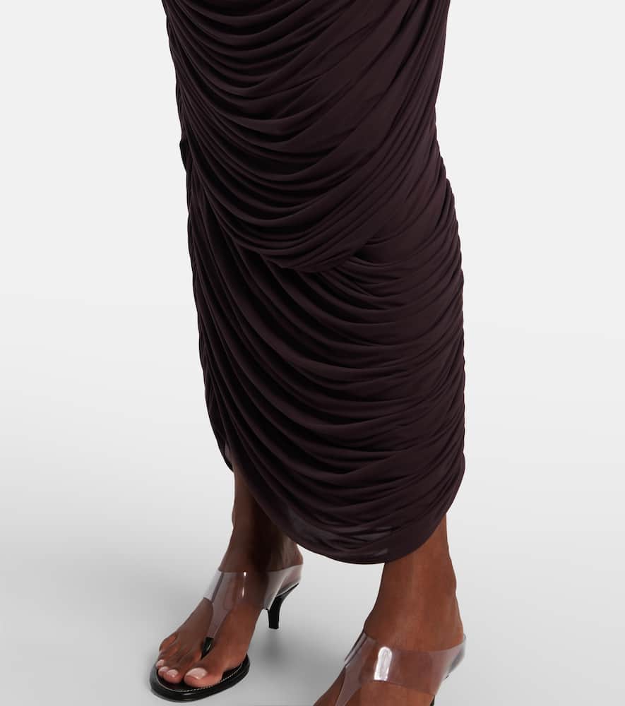 Draped high-rise maxi skirt
