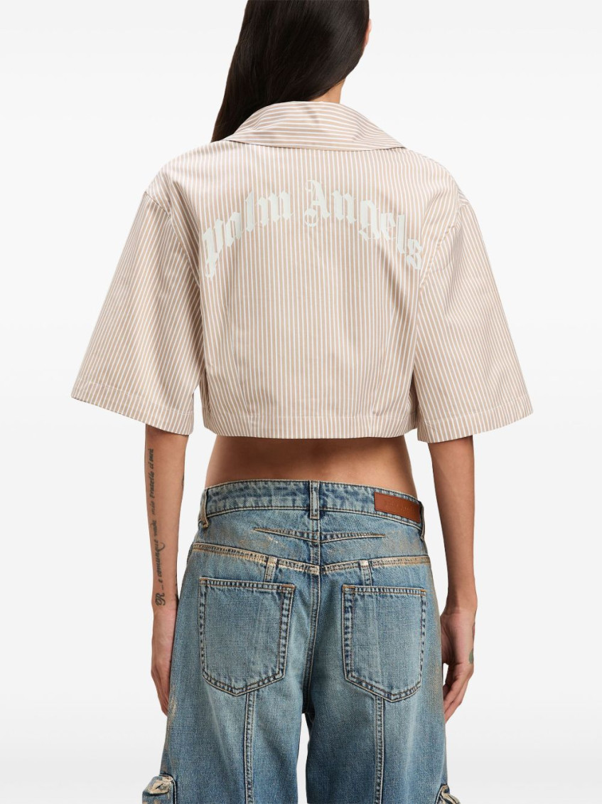 Logo cropped shirt - Neutrals