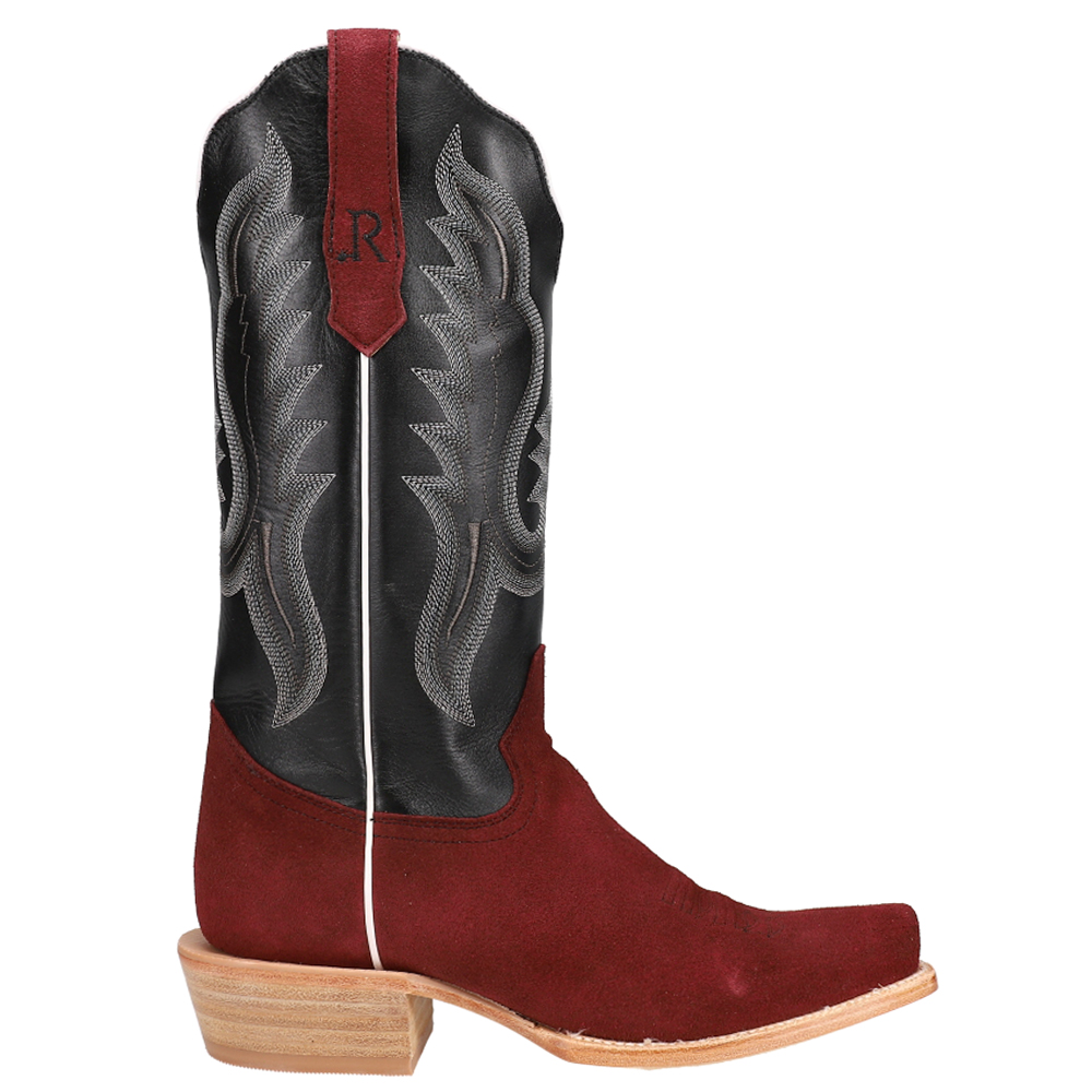 Rhubarb Rough Out Embroidered Square Toe Cowboy Boots