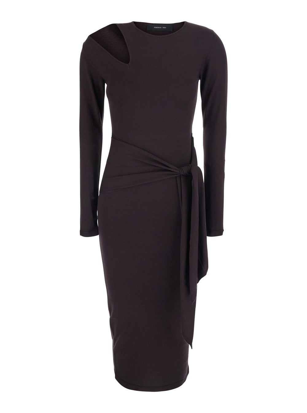 Knit Midi Dress — Brown