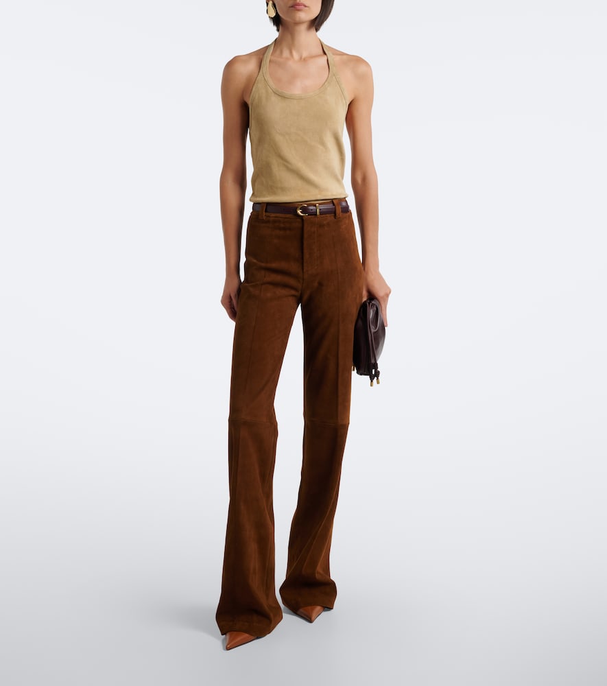 Cherry halterneck suede top
