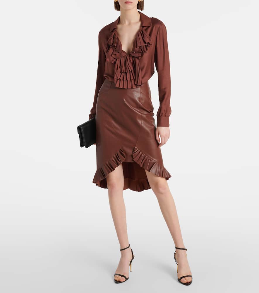 Ruffled twill blouse