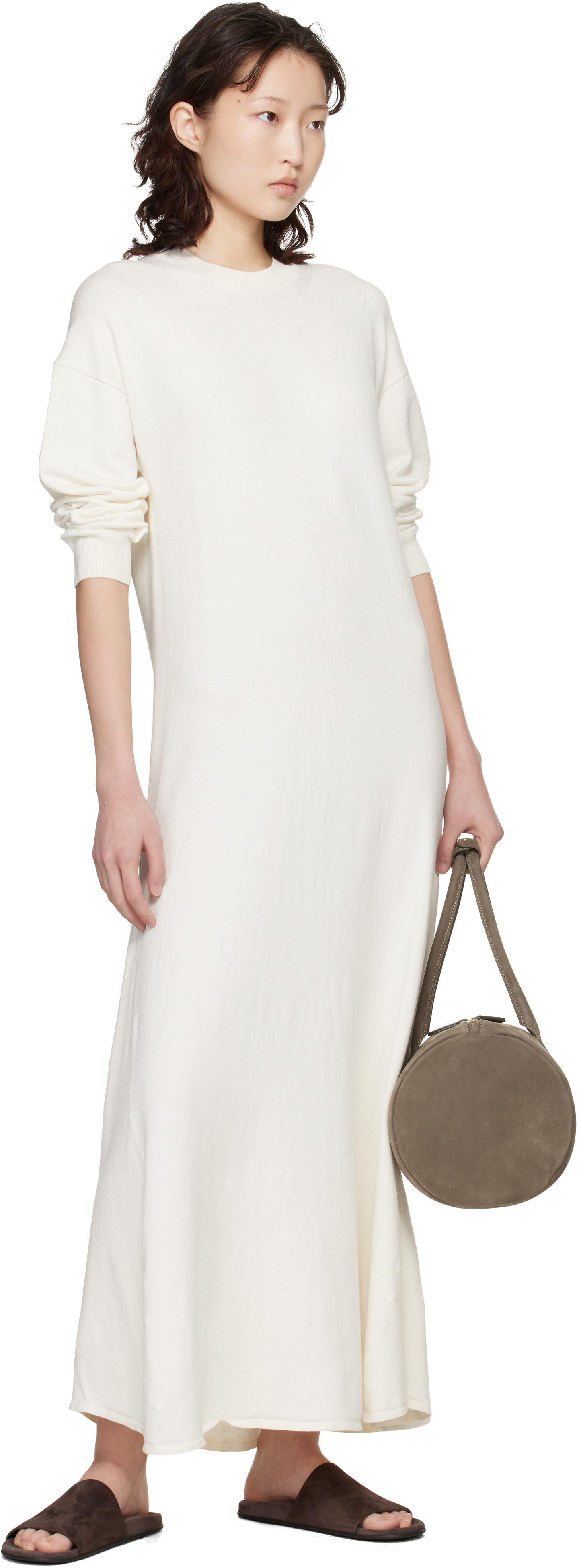 White Silk Linen Knit Maxi Dress