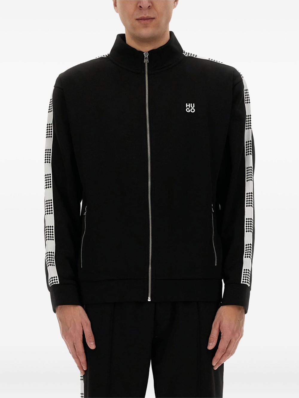 Panelled zip-up jacket - Black