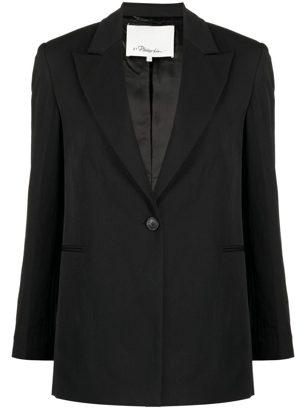 Peak-lapel single-breasted blazer - Black