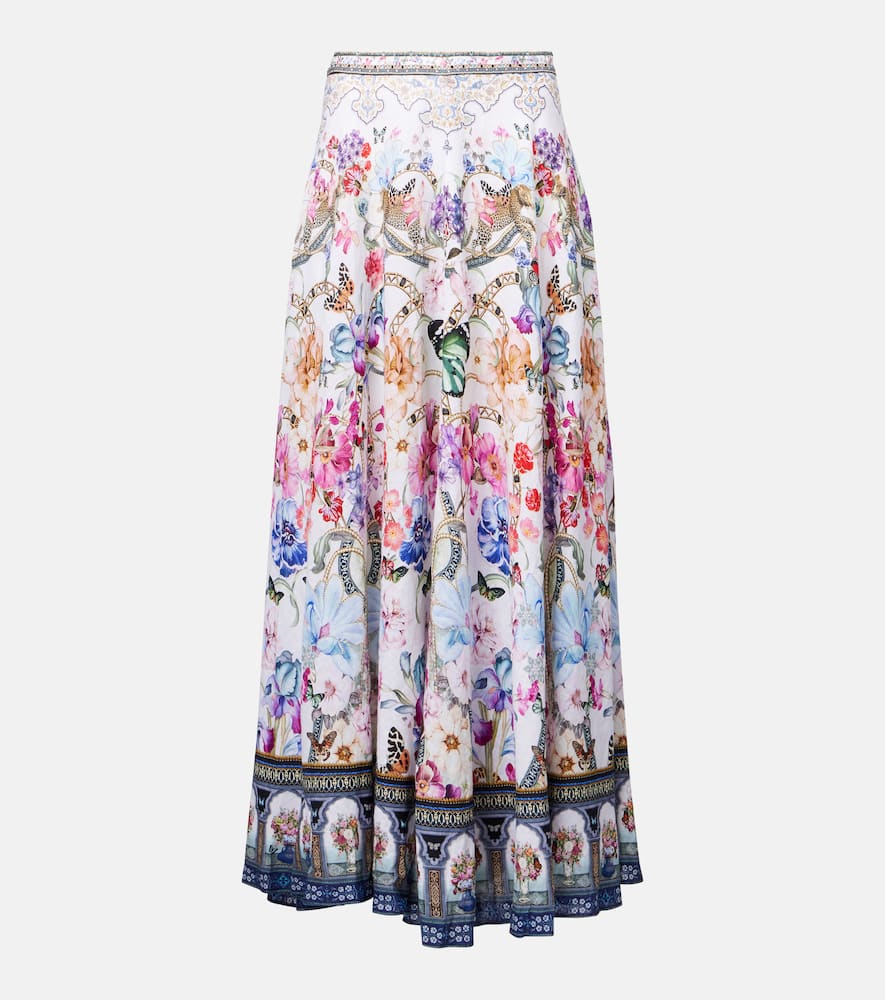 Camilla Crystal-embellished linen maxi skirt