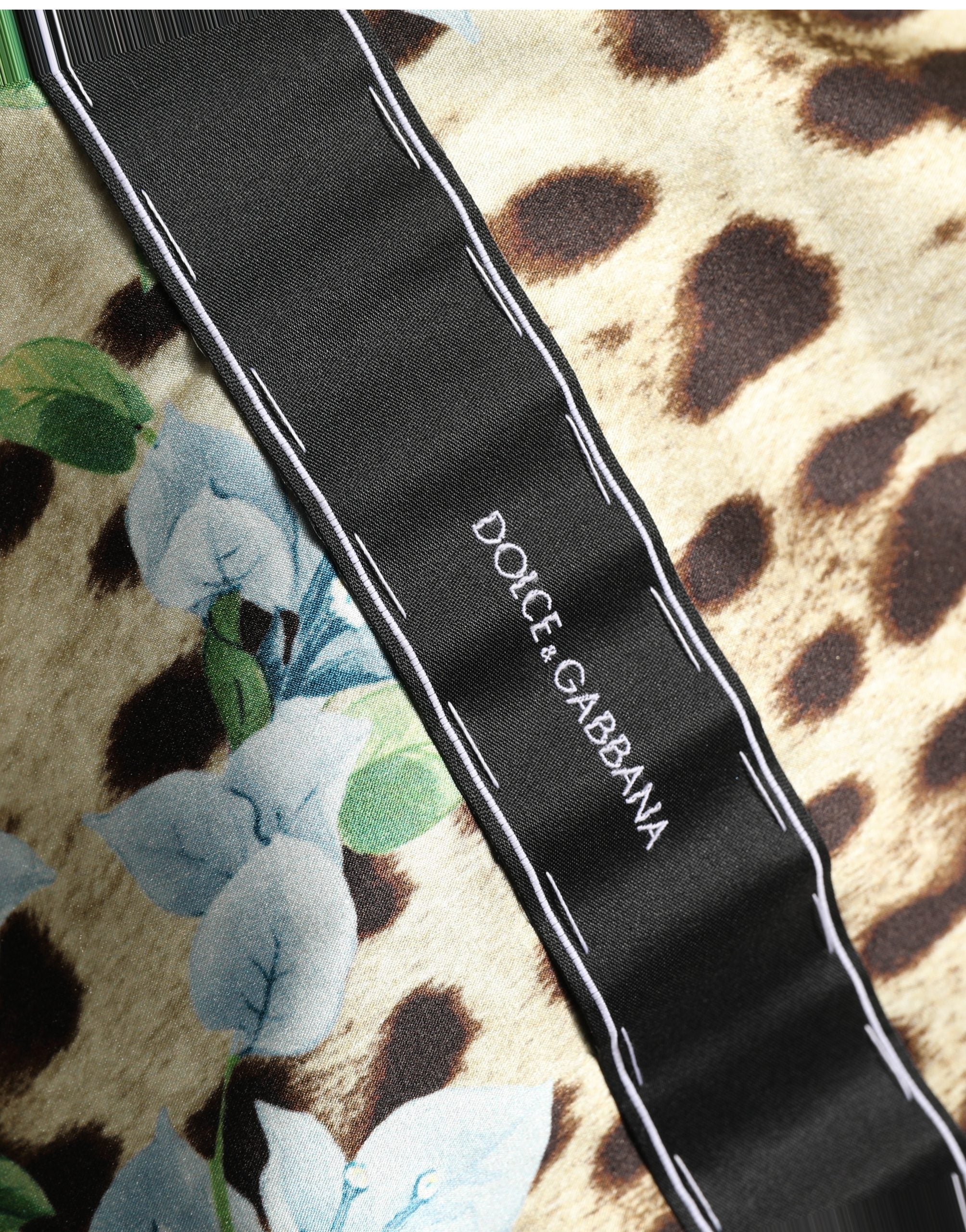 Leopard-Print Silk Satin Mini Dress — Multicolor